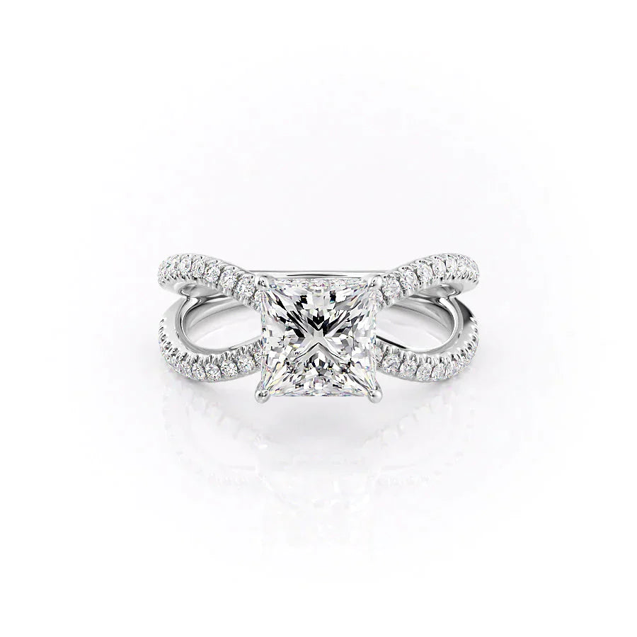 The Zoey Set  With A 2.5 Carat Princess 18K White Gold Moissanite
