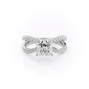 The Zoey Set With A 3 Carat Princess 18K White Gold Lab Diamond