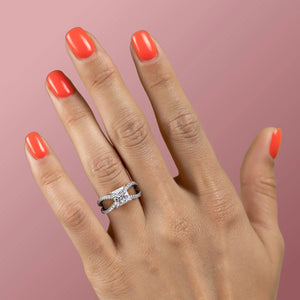 The Zoey Set With A 3 Carat Princess 14K White Gold Lab Diamond