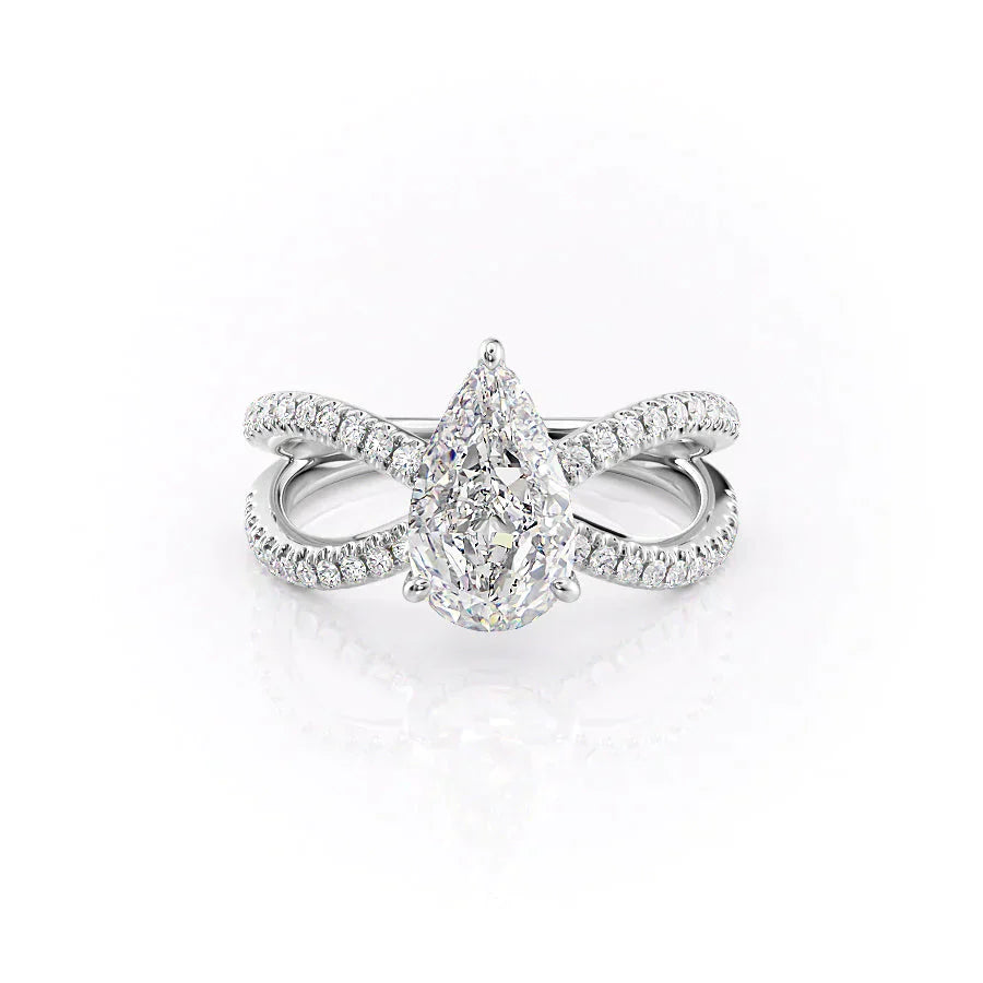 The Zoey Set With A 2 Carat Pear 14K White Gold Lab Diamond