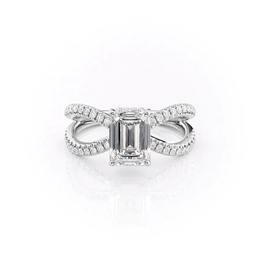 The Zoey Set With A 1.5 Carat Emerald 18K White Gold Lab Diamond