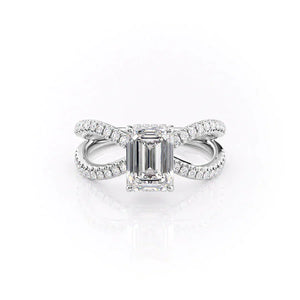 The Zoey Set With A 1.5 Carat Emerald 18K White Gold Lab Diamond