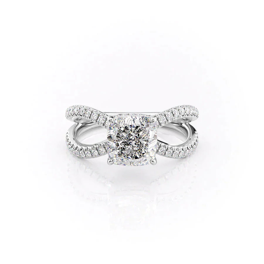 The Zoey Set With A 1 Carat Cushion 14K White Gold Lab Diamond