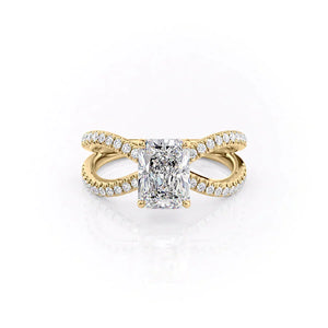 The Zoey Set With A 2 Carat Radiant 14K Yellow Gold Lab Diamond