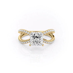 The Zoey Set With A 1.5 Carat Princess 18K Yellow Gold Lab Diamond