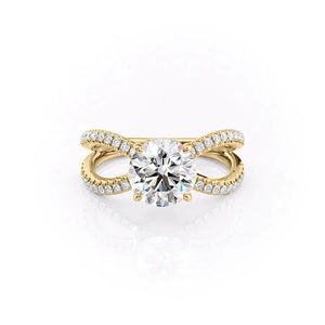 The Zoey Set With A 1 Carat Round 18K Yellow Gold Lab Diamond