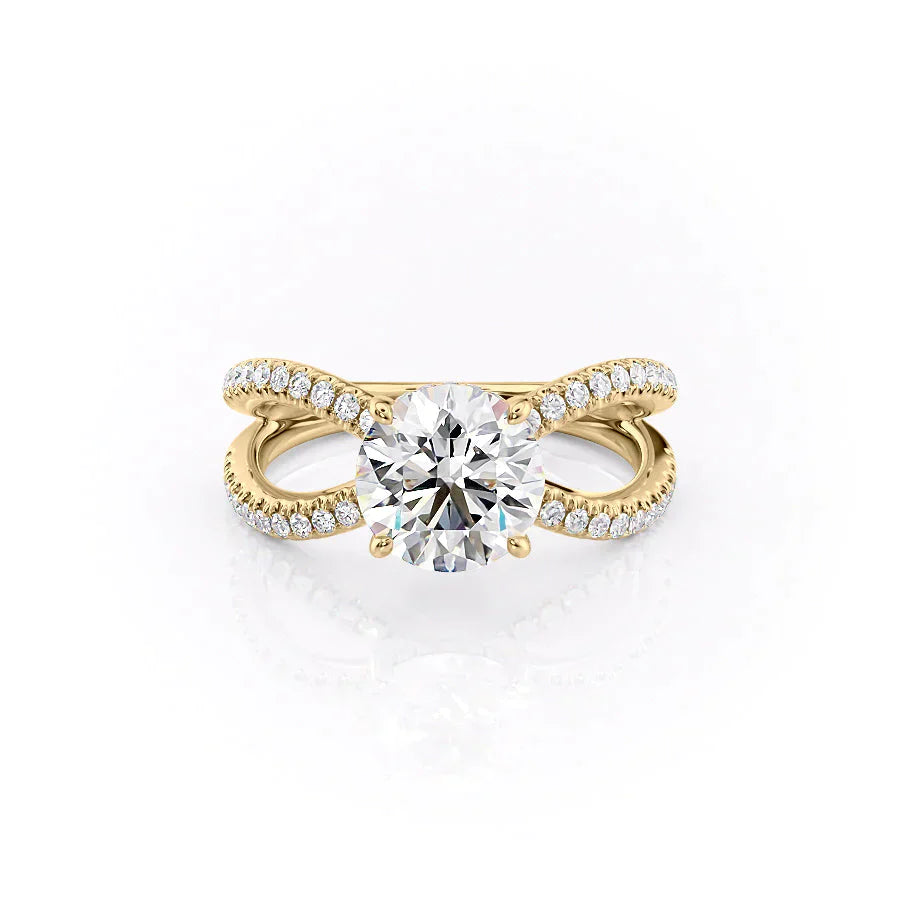The Zoey Set With A 2.5 Carat Round 18K Yellow Gold Lab Diamond