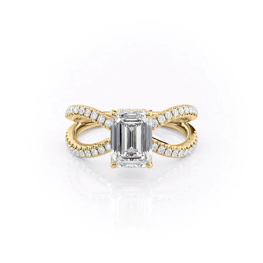 The Zoey Set With A 2 Carat Emerald 18K Yellow Gold Lab Diamond