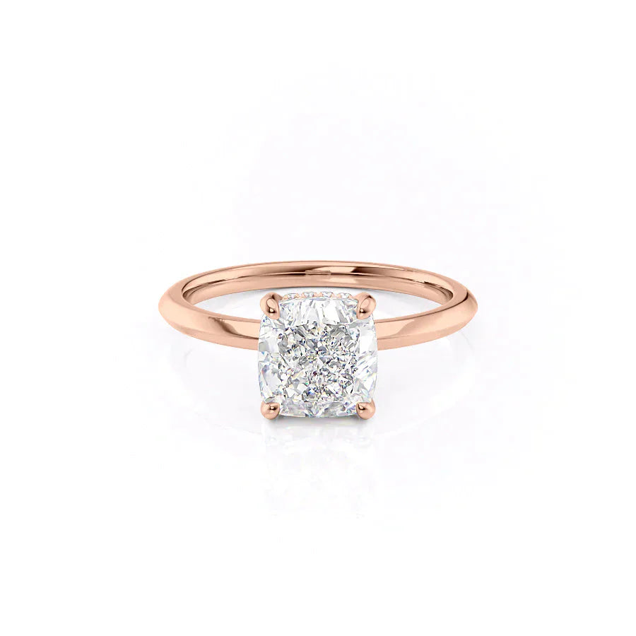 The Razor Kamellie Set With A 1 Carat Cushion 14K Rose Gold Lab Diamond