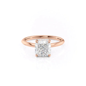 The Razor Kamellie Set With A 1 Carat Cushion 14K Rose Gold Lab Diamond