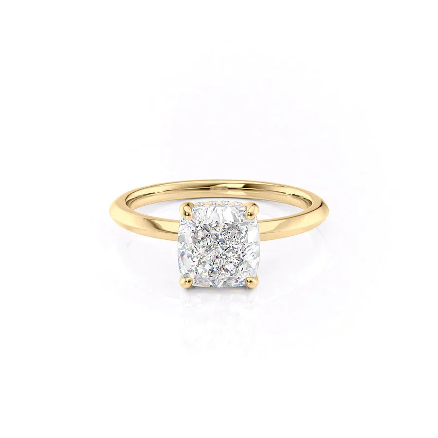 The Razor Kamellie Set With A 1 Carat Cushion 18K Yellow Gold Lab Diamond