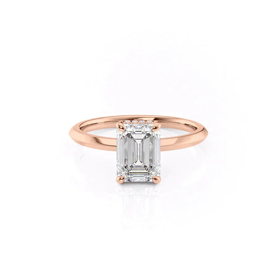 The Razor Kamellie Set With A 3 Carat Emerald 14K Rose Gold Lab Diamond