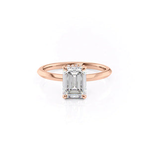 The Razor Kamellie Set  With A 2 Carat Emerald 14K Rose Gold Moissanite
