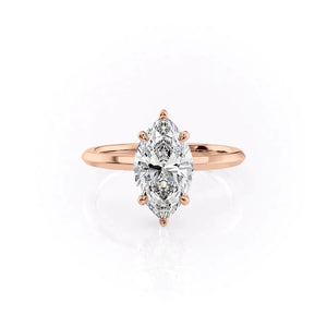 The Razor Kamellie Set With A 2.5 Carat Marquise 14K Rose Gold Lab Diamond