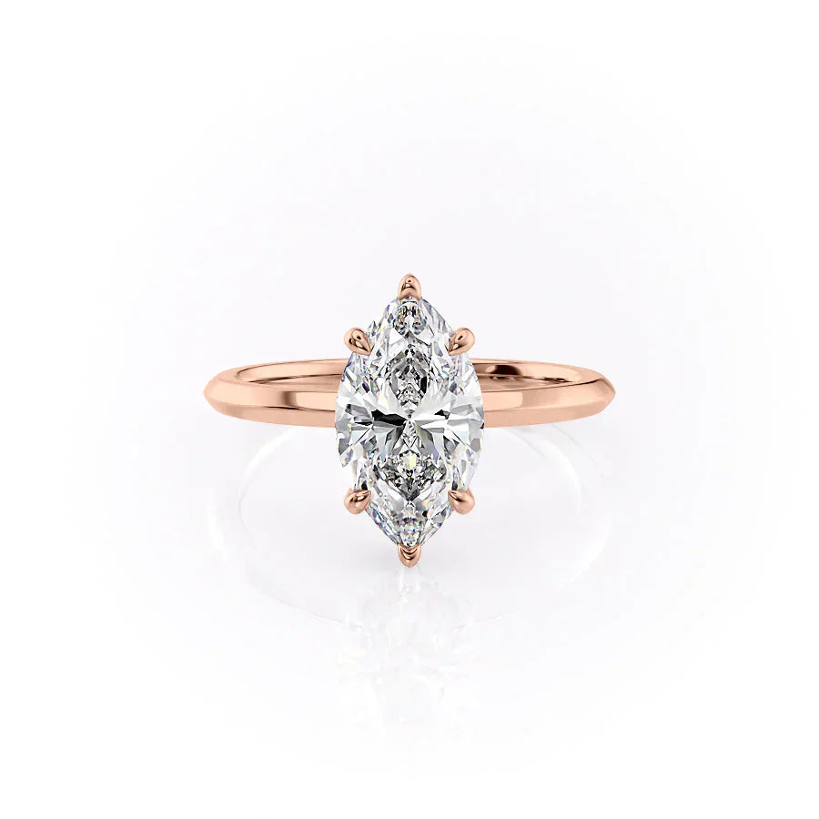 The Razor Kamellie Set  With A 2.5 Carat Marquise 14K Rose Gold Moissanite