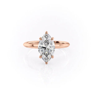 The Razor Kamellie Set  With A 3.5 Carat Marquise 14K Rose Gold Moissanite