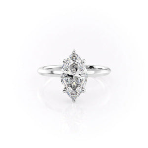 The Razor Kamellie Set  With A 3 Carat Marquise 14K White Gold Moissanite