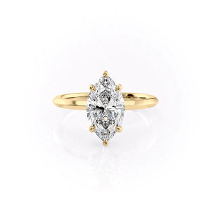 The Razor Kamellie Set With A 1 Carat Marquise 14K Yellow Gold Lab Diamond
