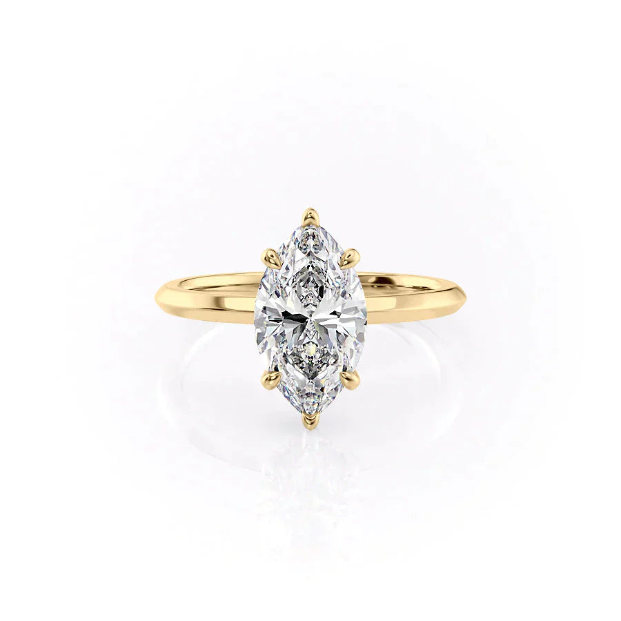 The Razor Kamellie Set With A 2.5 Carat Marquise 18K Yellow Gold Lab Diamond