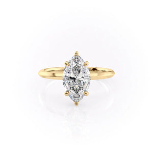 The Razor Kamellie Set  With A 3 Carat Marquise 18K Yellow Gold Moissanite