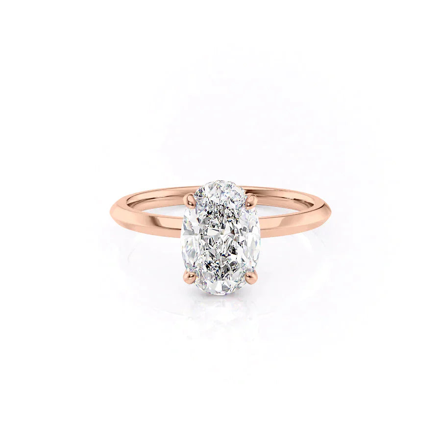 The Razor Kamellie Set With A 1 Carat Oval 14K Rose Gold Lab Diamond