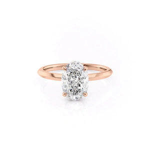 The Razor Kamellie Set  With A 2 Carat Oval 14K Rose Gold Moissanite