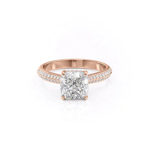The Kayla Set With A 1 Carat Cushion 14K Rose Gold Lab Diamond