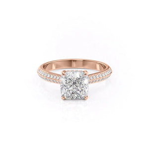 The Kayla Set  With A 2.5 Carat Cushion 14K Rose Gold Moissanite
