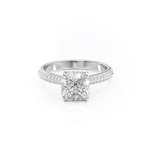 The Kayla Set With A 3 Carat Cushion 14K White Gold Lab Diamond