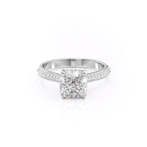The Kayla Set  With A 2 Carat Cushion 18K White Gold Moissanite