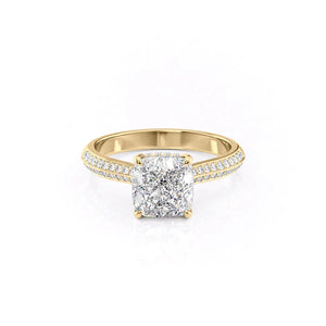 The Kayla Set  With A 4.5 Carat Cushion 18K Yellow Gold Moissanite