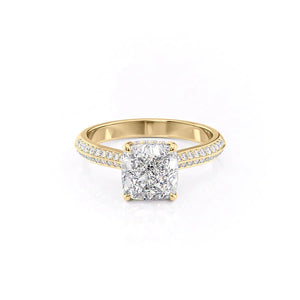 The Kayla Set With A 1.5 Carat Cushion 18K Yellow Gold Lab Diamond