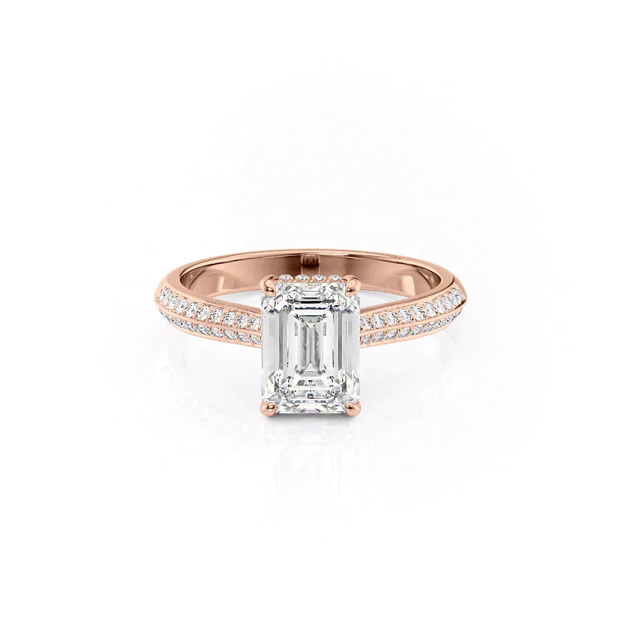The Kayla Set With A 1 Carat Emerald 14K Rose Gold Lab Diamond