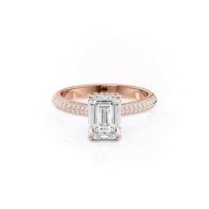 The Kayla Set With A 2.5 Carat Emerald 14K Rose Gold Lab Diamond