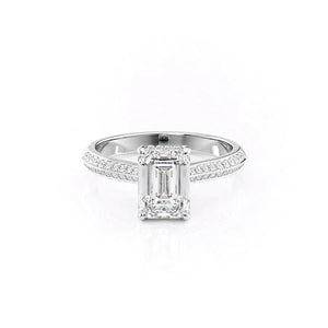 The Kayla Set  With A 2.5 Carat Emerald 18K White Gold Moissanite