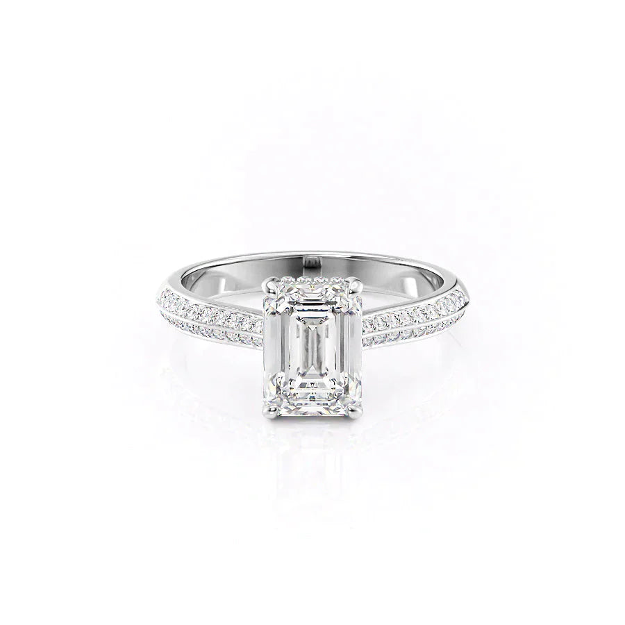The Kayla Set With A 1.5 Carat Emerald 14K White Gold Lab Diamond
