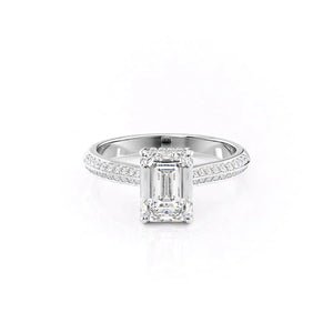 The Kayla Set With A 1 Carat Emerald 14K White Gold Lab Diamond