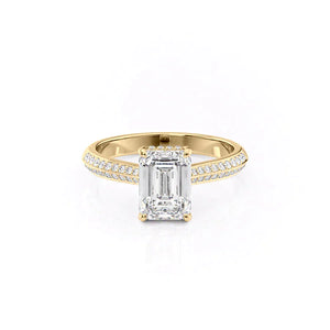 The Kayla Set With A 1.5 Carat Emerald 14K Yellow Gold Lab Diamond