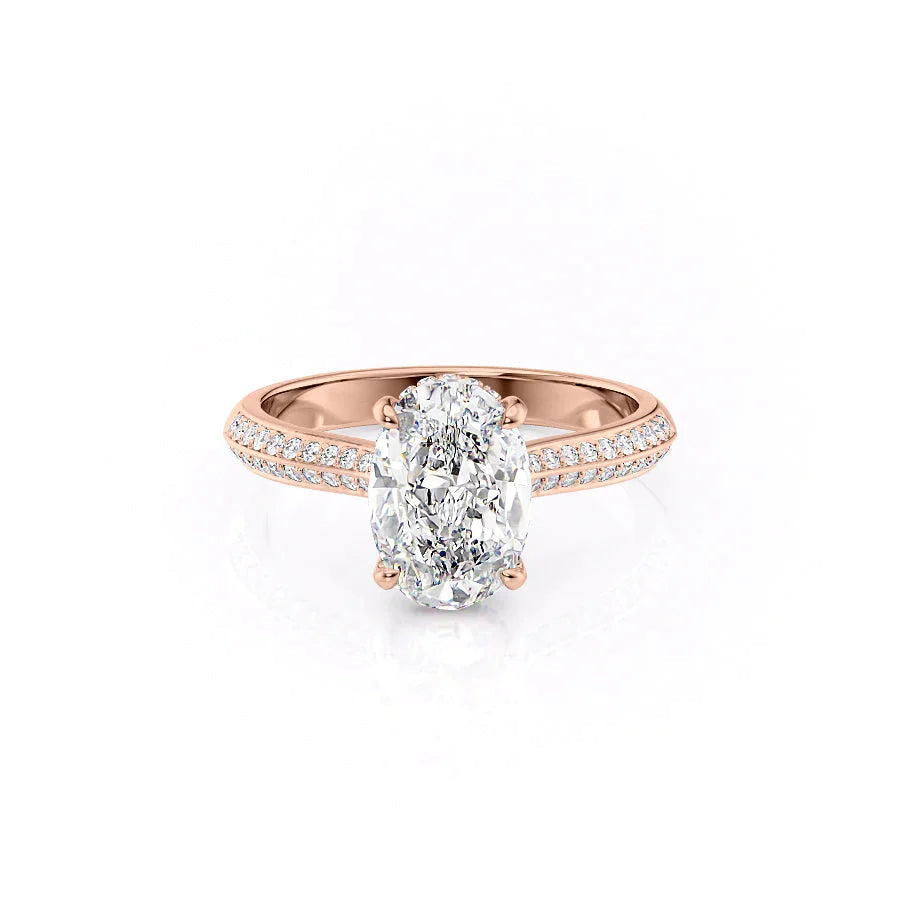 The Kayla Set  With A 5 Carat Oval 14K Rose Gold Moissanite
