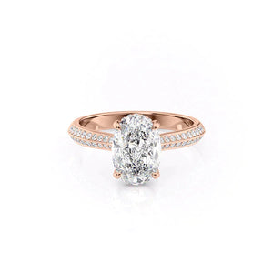 The Kayla Set  With A 2.5 Carat Oval 14K Rose Gold Moissanite