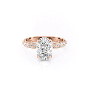 The Kayla Set With A 1 Carat Oval 14K Rose Gold Lab Diamond