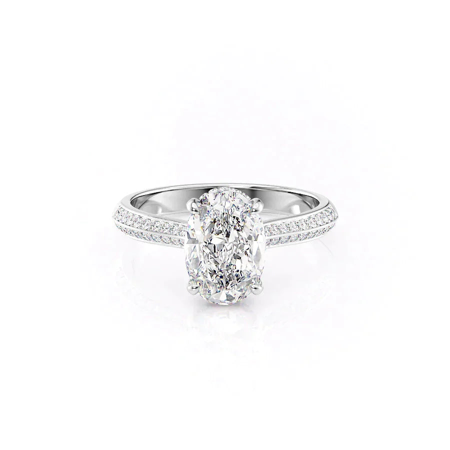 The Kayla Set With A 1.5 Carat Oval 14K White Gold Lab Diamond