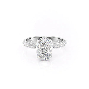 The Kayla Set With A 1.5 Carat Oval 14K White Gold Lab Diamond