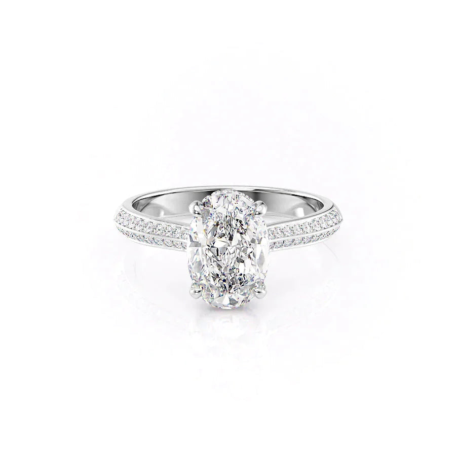 The Kayla Set  With A 2 Carat Oval 18K White Gold Moissanite