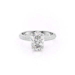 The Kayla Set  With A 2.5 Carat Oval 18K White Gold Moissanite