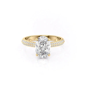 The Kayla Set With A 2.5 Carat Oval 18K Yellow Gold Lab Diamond