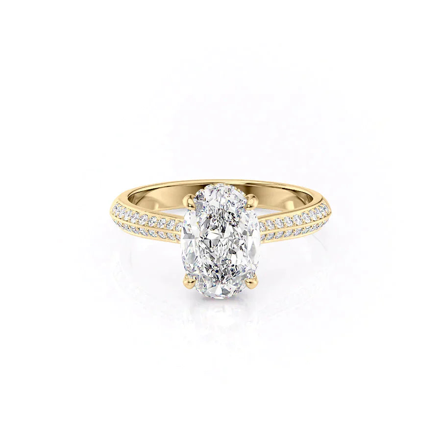 The Kayla Set With A 2 Carat Oval 18K Yellow Gold Lab Diamond