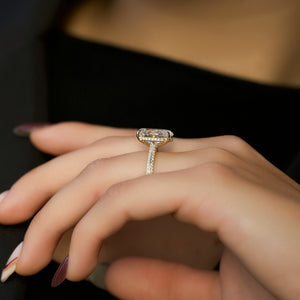 The Kayla Set  With A 2.5 Carat Oval 18K Yellow Gold Moissanite