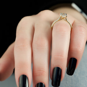 The Kayla Set  With A 3.5 Carat Oval 18K Yellow Gold Moissanite