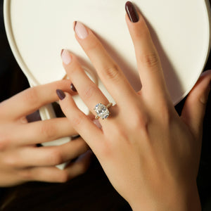 The Kayla Set  With A 2.5 Carat Oval 14K Yellow Gold Moissanite